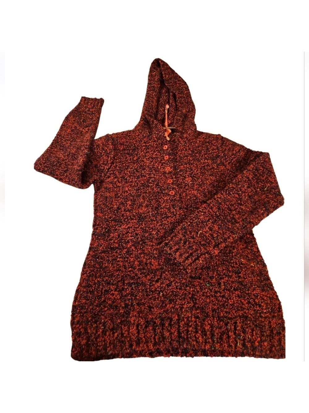 Royal Robbins XS Cozy Hooded Knit Sweater in Red and Black Acrylic Blend - Picture 2 of 5